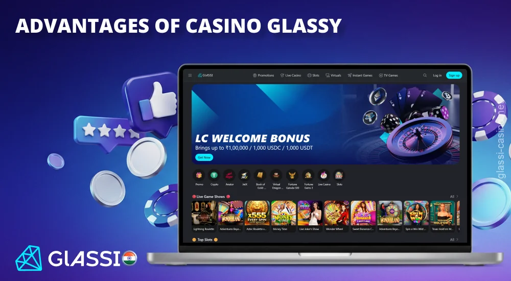 Glassi Casino offers Indian players payments in INR, a wide selection of games, bonuses, and a user-friendly mobile app