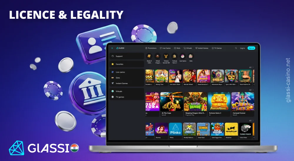 Glassi Casino operates under a Curaçao license and uses encryption to protect user data and payments