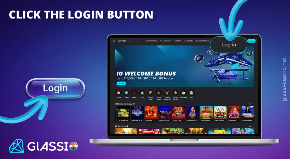 Click the Log In button to log in to your Glassi Casino account
