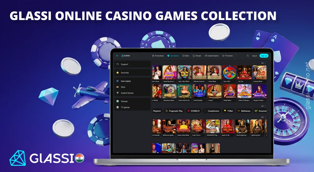 Glassi Casino offers thousands of games, including slots, live casino games, and crash games