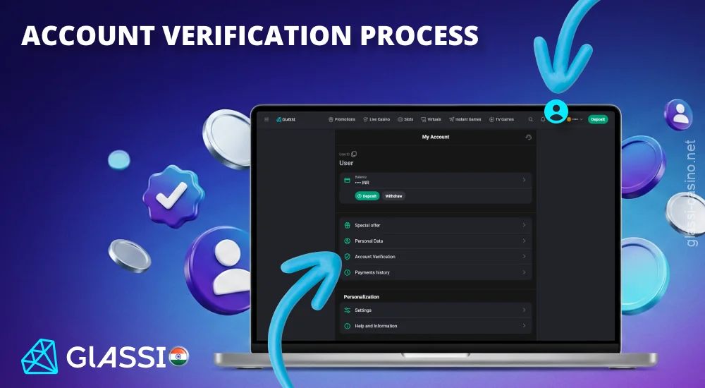 Complete the Glassi Casino verification process by providing your information and uploading documents to verify your identity