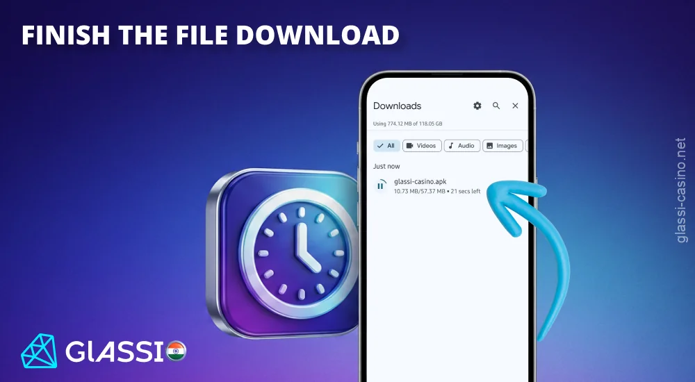 Wait for the Glassi Casino APK file to finish downloading