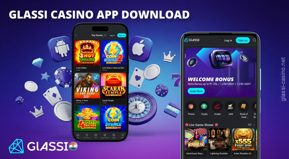 The Glassi Casino app for Android and iOS provides quick access to games, payments, and a welcome bonus of up to 125%