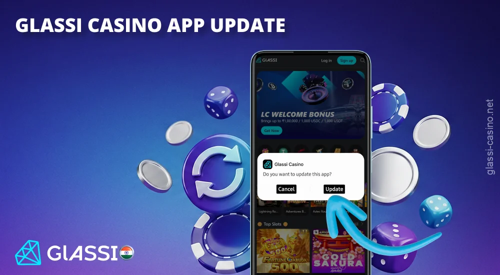 Update the Glassi Casino app by downloading the new version and installing it over the old one