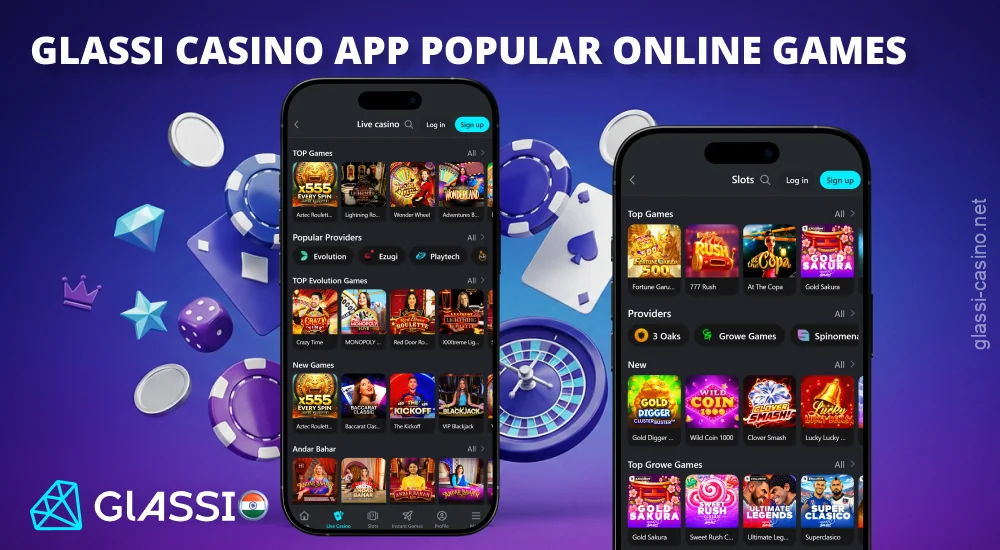 The Glassi Casino app offers thousands of mobile games, including slots, live casino games, and fast-paced instant games
